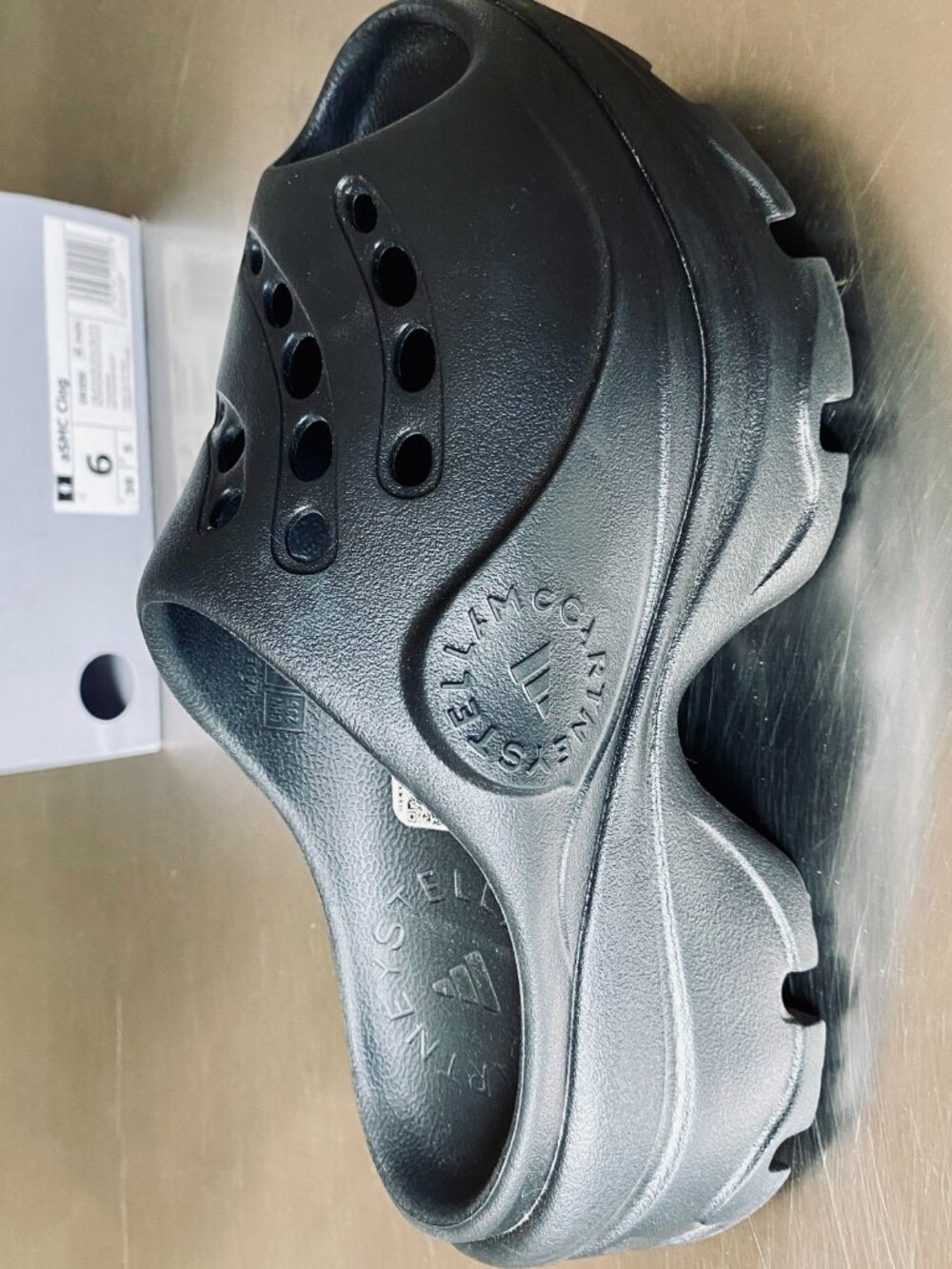 Adidas by Stella McCartney Black Platform Slides – Size 6 NIB